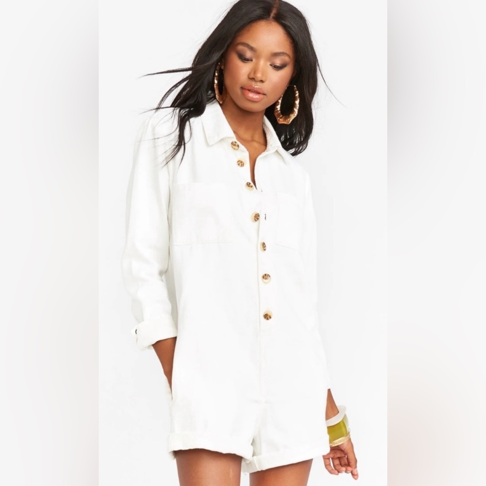 MUMU White Button-Up Women's One Piece